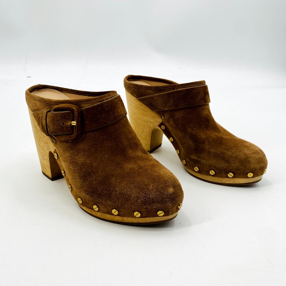 Veronica Beard Dacey Tan Suede Mule Clogs - Picture 2 of 12